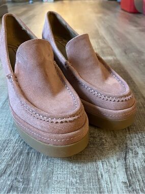 ZODIAC Dorit Slip On Loafer Nougat Pink Suede Leather Size 10 Platform Retro EUC